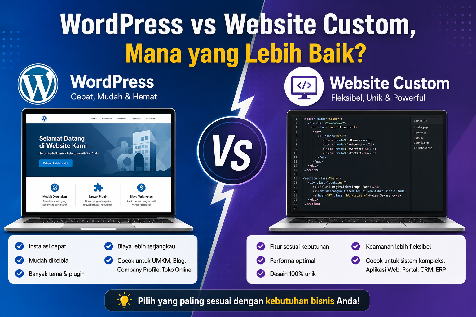 WordPress vs Website Custom, Mana yang Lebih Baik?