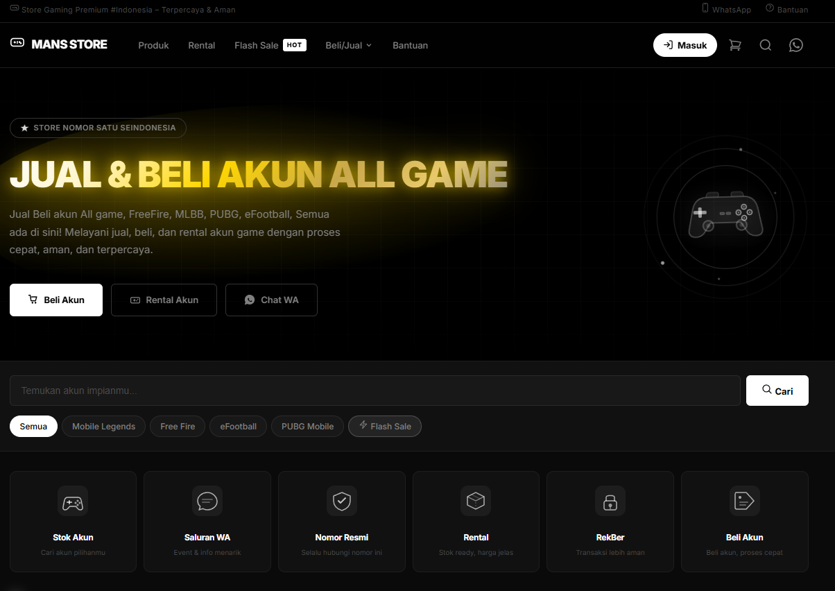 Mans store Jual Beli akun All game