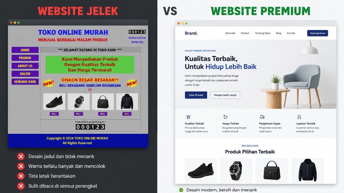 Website Jelek vs Website Premium