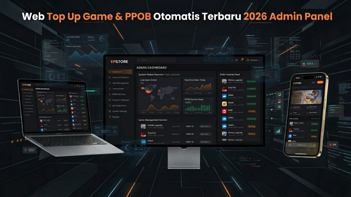 Web Top Up Game & PPOB Otomatis Terbaru 2026 Admin Panel